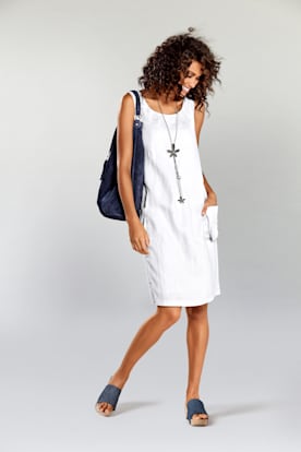 Robe en lin coupe évasée tendance - Linea Tesini - Blanc