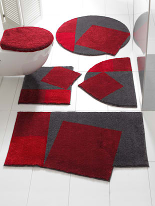 Tapis de bain 100% acrylique - helline home - Rouge-gris