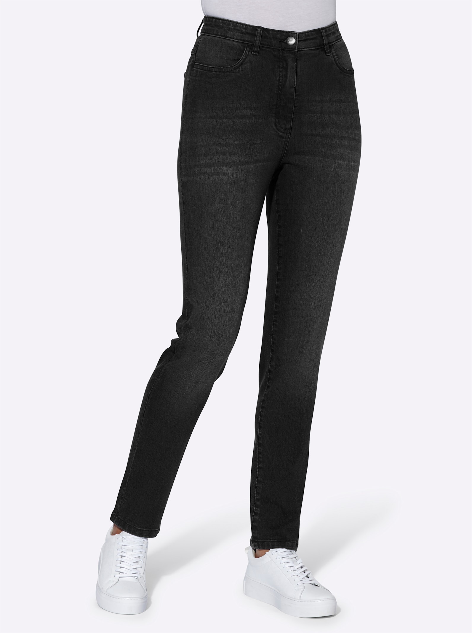 Jeans med hög midja - black denim