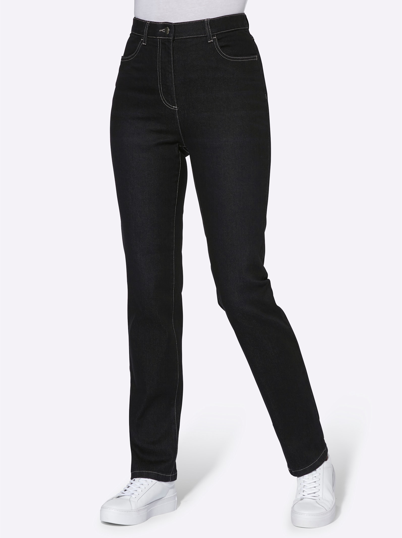 Jeans med hög midja - black denim