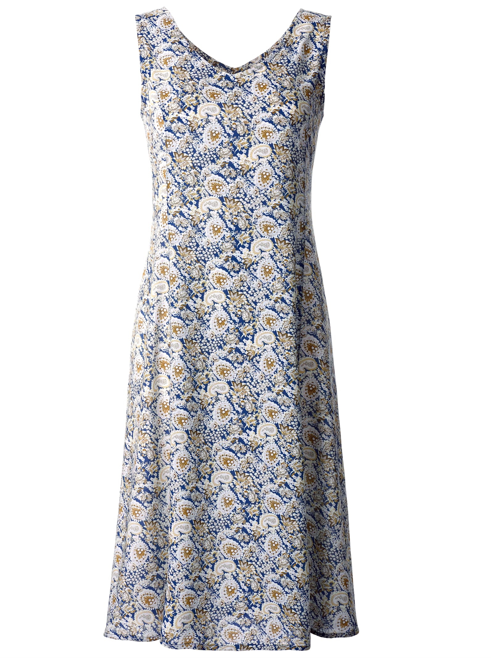Klänning med tryck - blå paisley