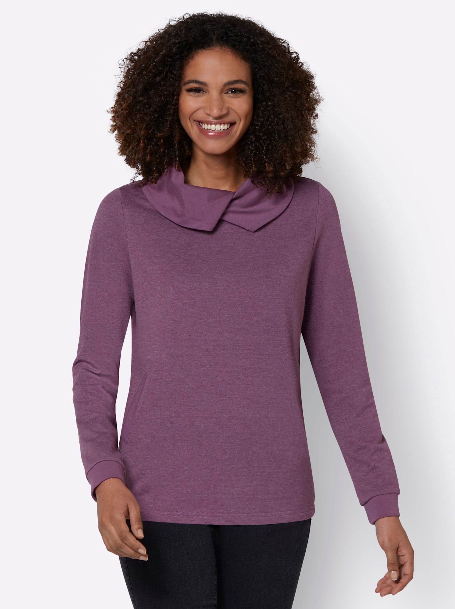 Sweatshirt - violett-vit-melerad