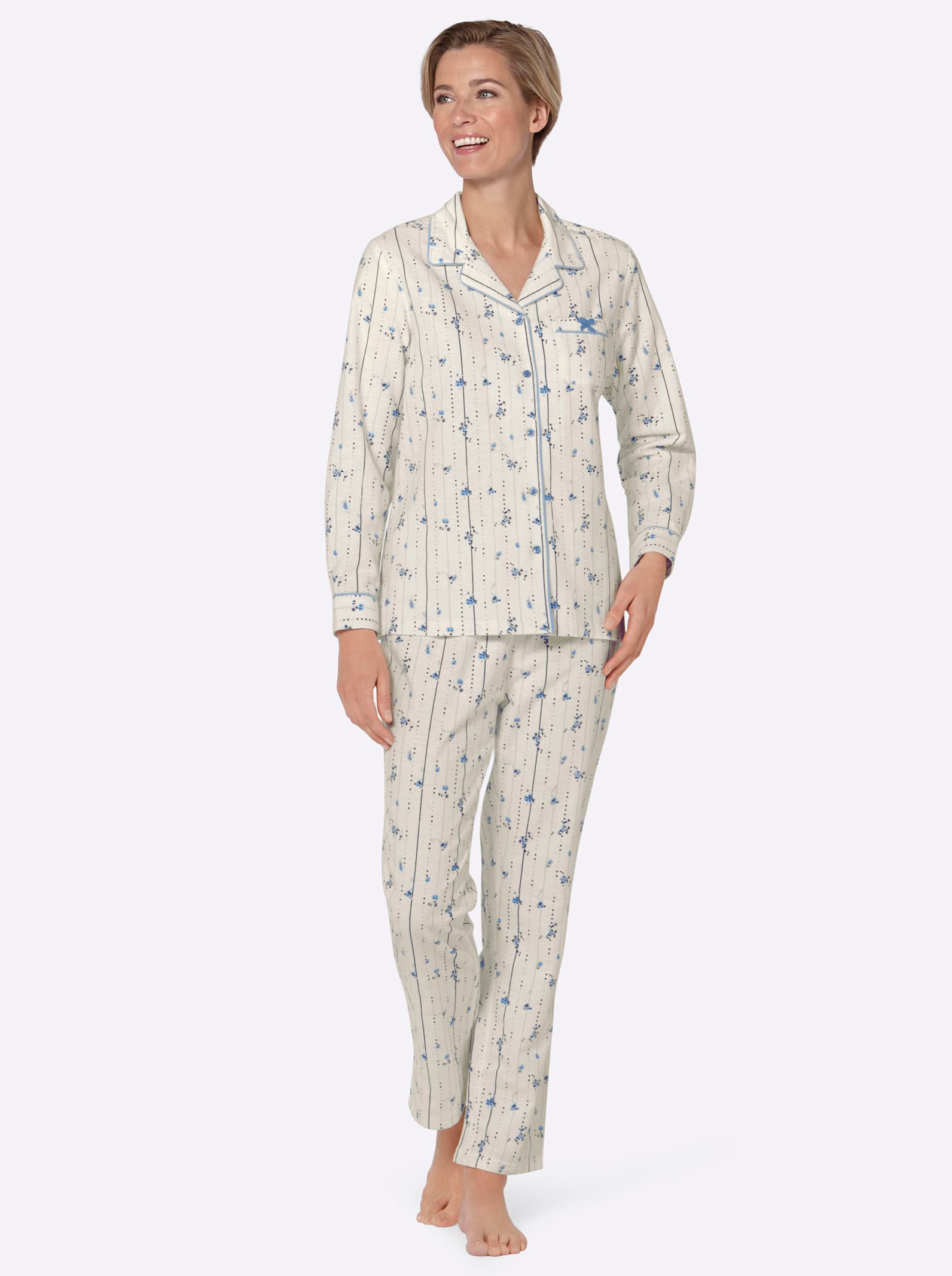 Pyjamas - vit-blå