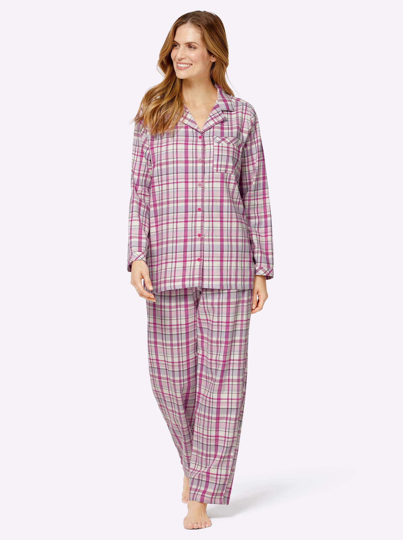 Pyjamas - ljusrosa, rutig