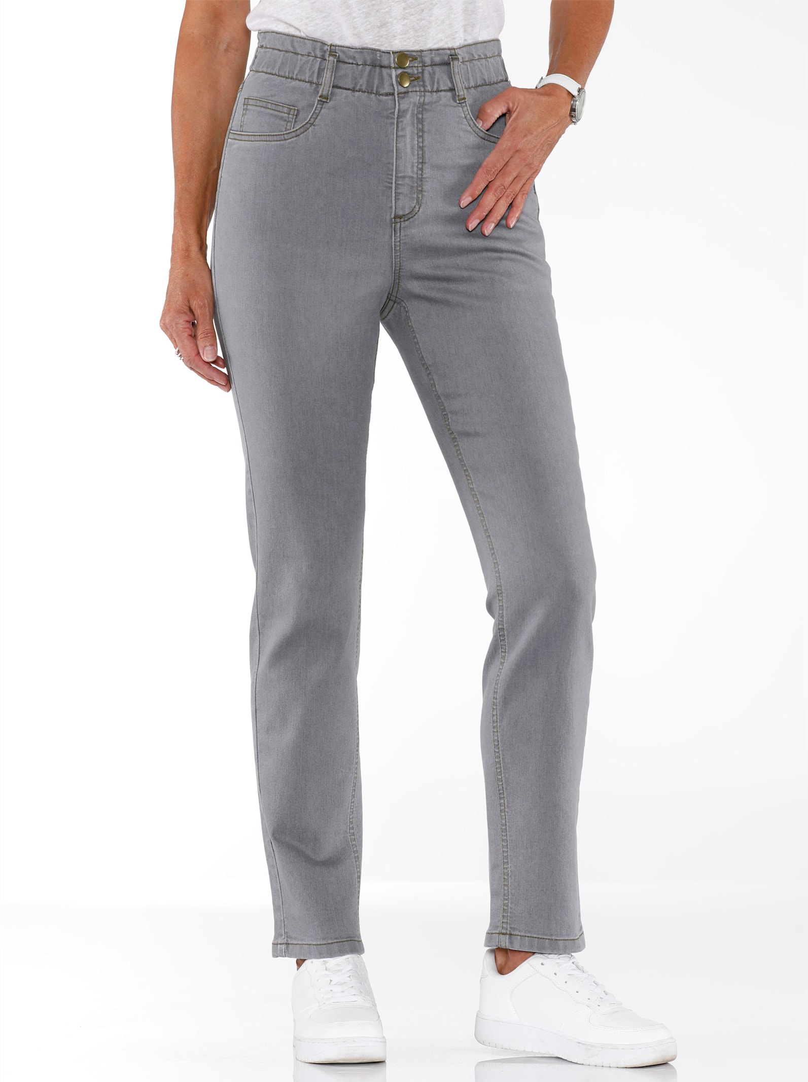 Jeans i trendig paperbakskärning - grey-denim