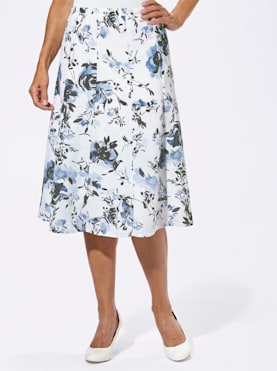 Utställd kjol - blekblå, tryckt