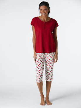 Pyjamas med capribyxa - röd