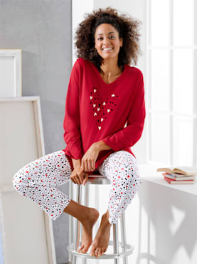 Pyjamas - röd-vit, mönstrad