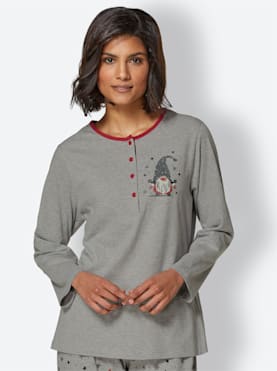 Pyjamastopp - grå-melerad-röd