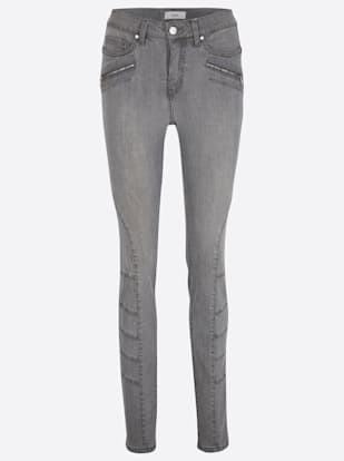 Jeans effet ventre plat glissières décoratives