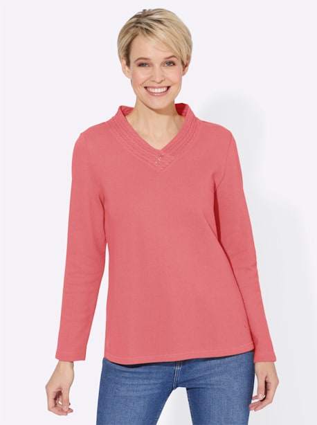 T-shirt en v col v chevauchant avec motif torsadé