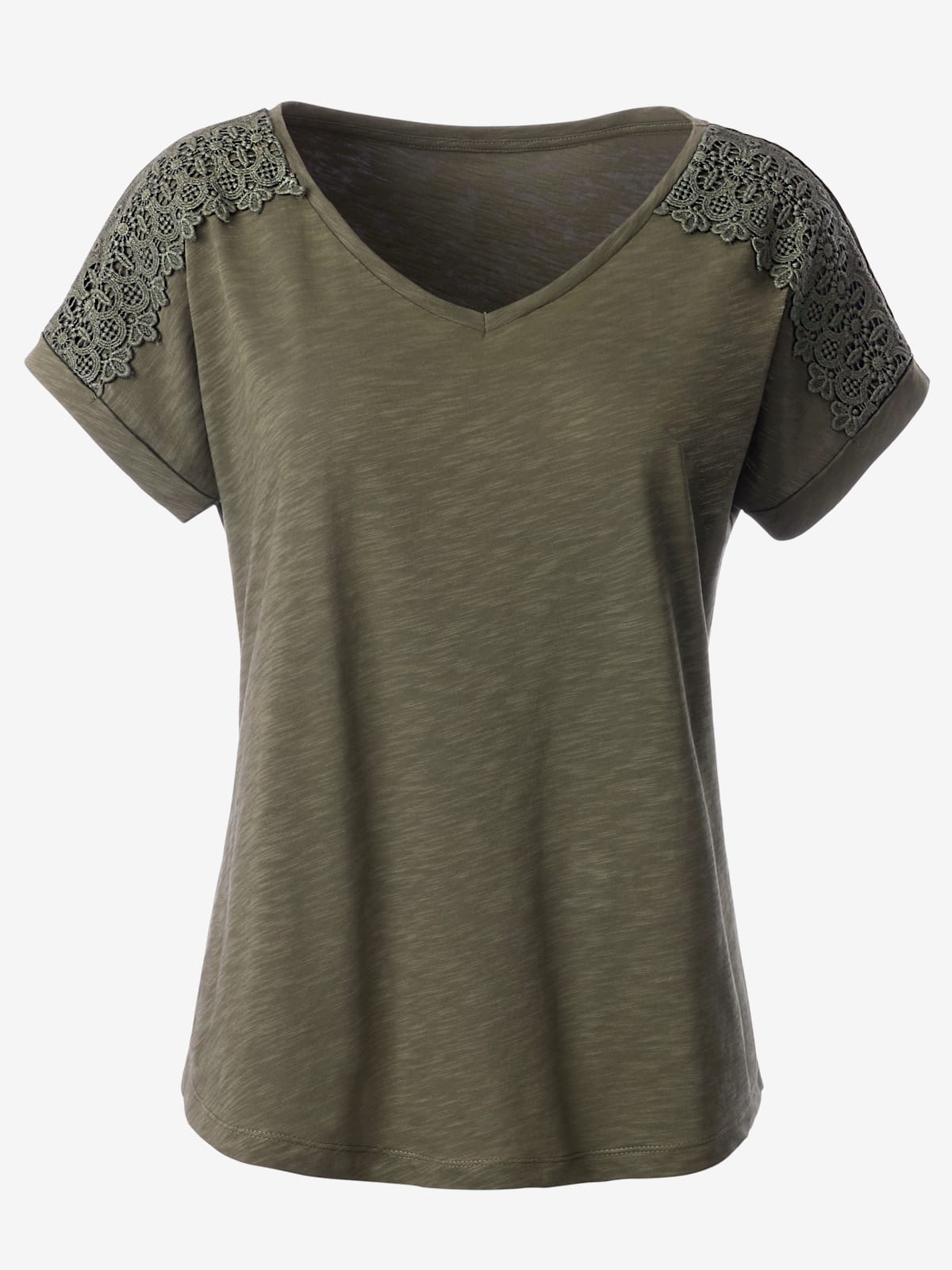 T-shirt fil flammé et dentelle sur les mancherons - Helline - Modalova