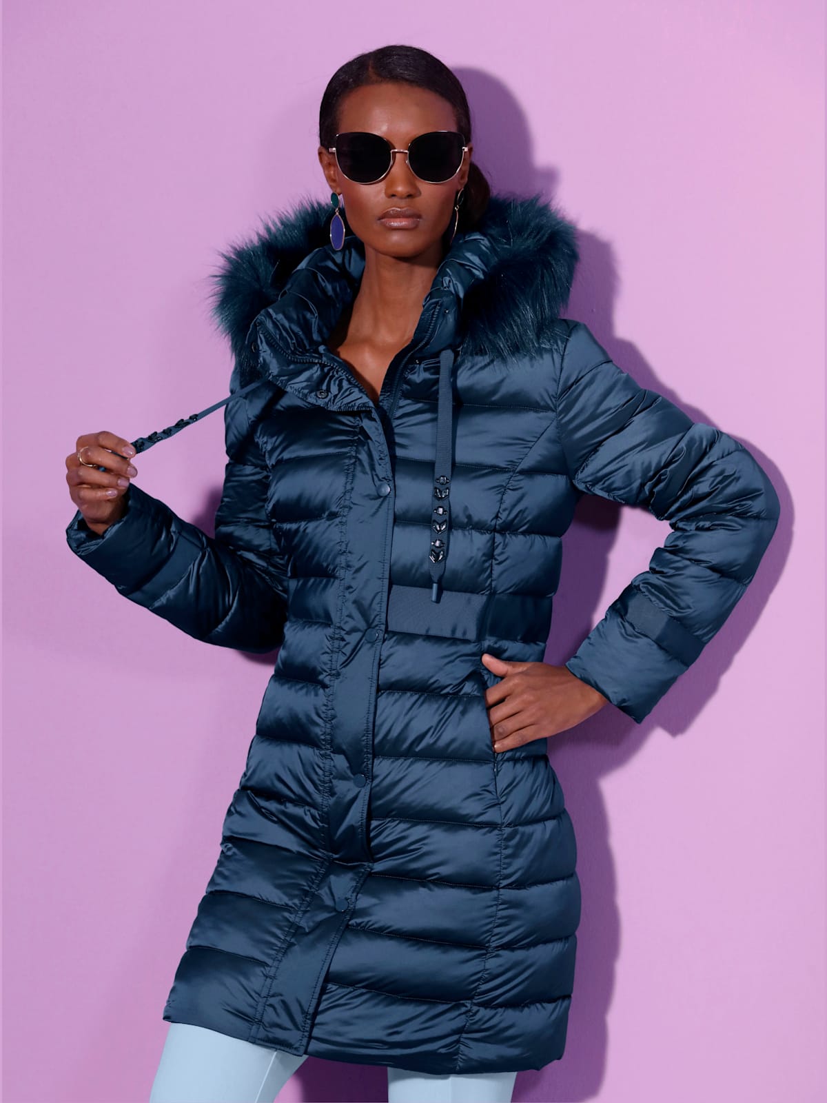 Manteau matelassé col imitation fourrure amovible - Creation L - Modalova