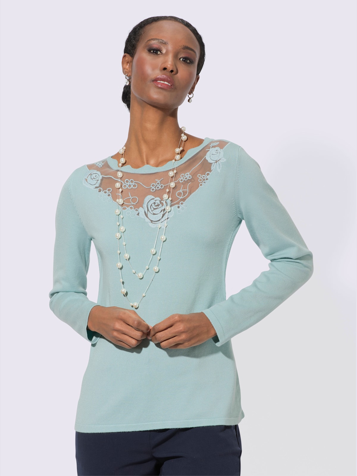Pull en tricot fin dentelle séduisante - Creation L - Modalova