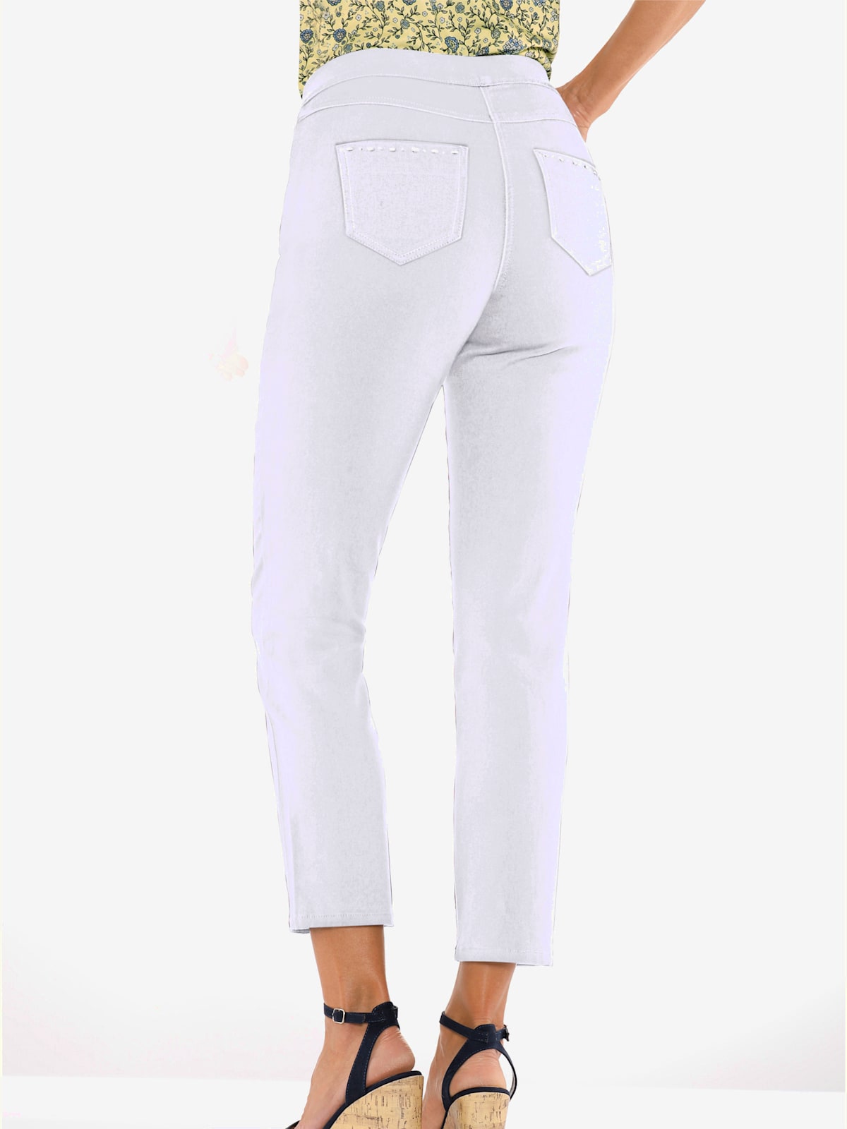 Jean 7/8 96% coton - blanc - Helline - Modalova