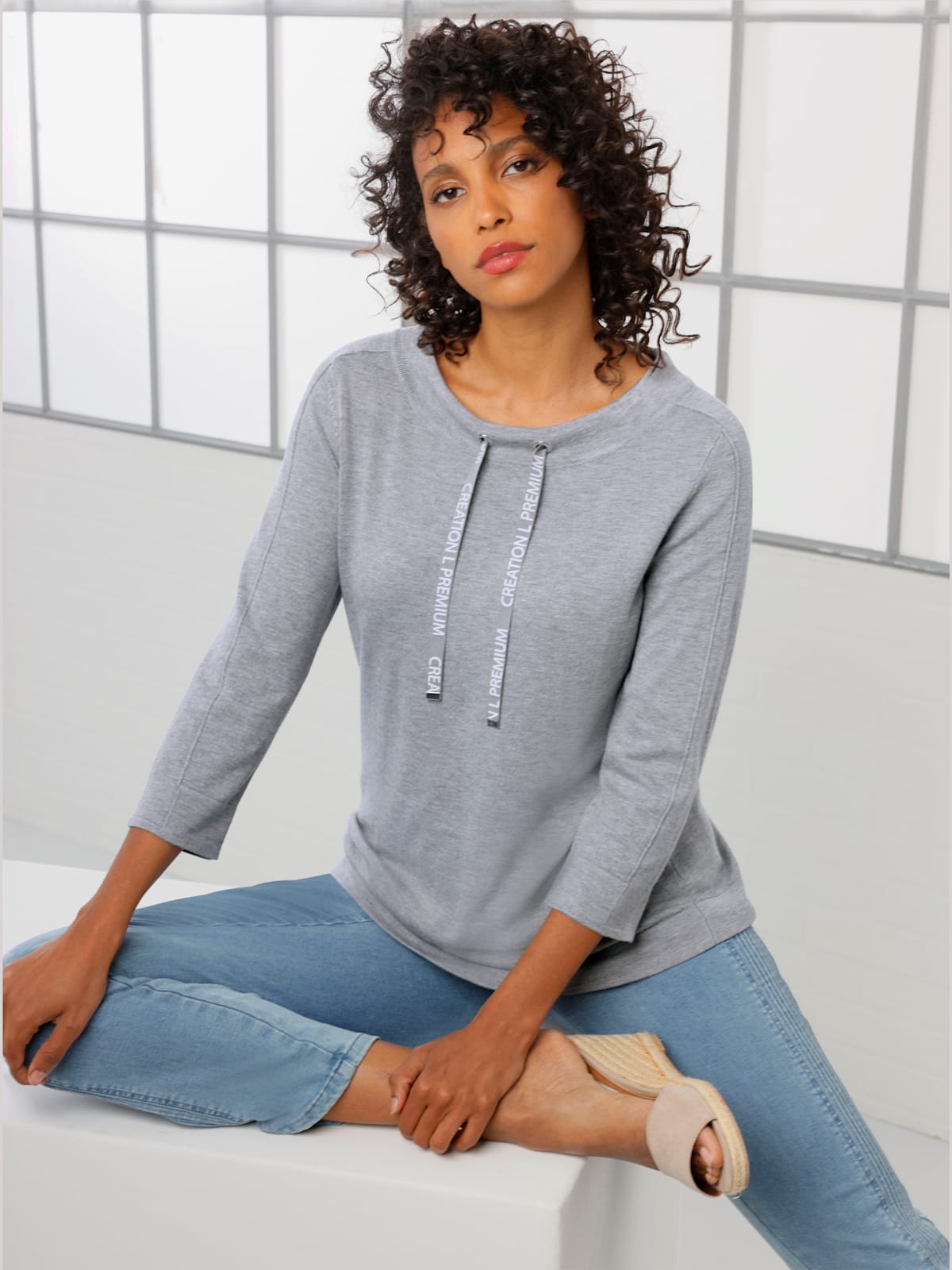 Pull encolure ronde mélange de lyocell et de viscose de qualité - CREATION L PREMIUM - Modalova
