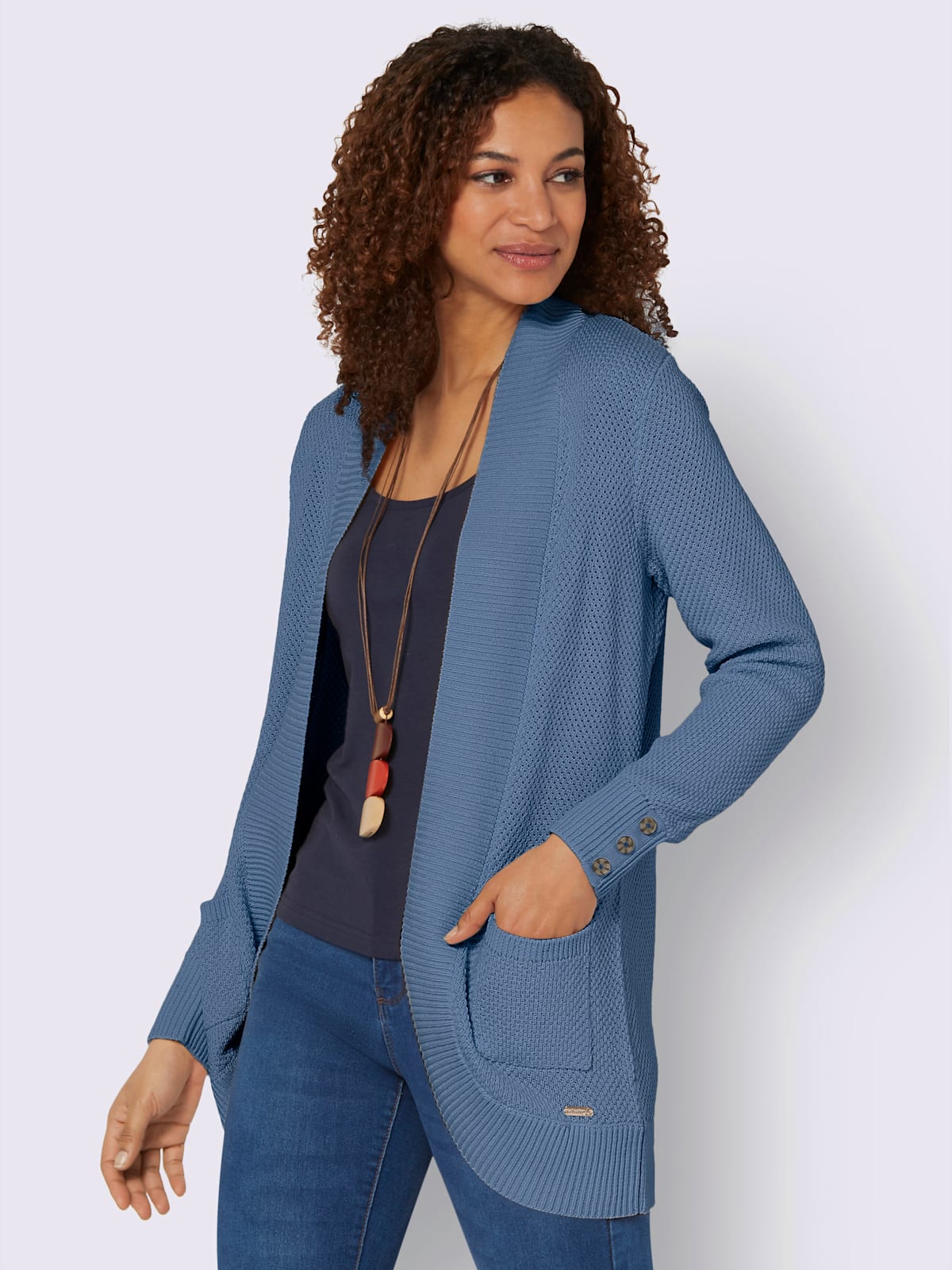 Veste longue en tricot 50% coton - Collection L - Modalova