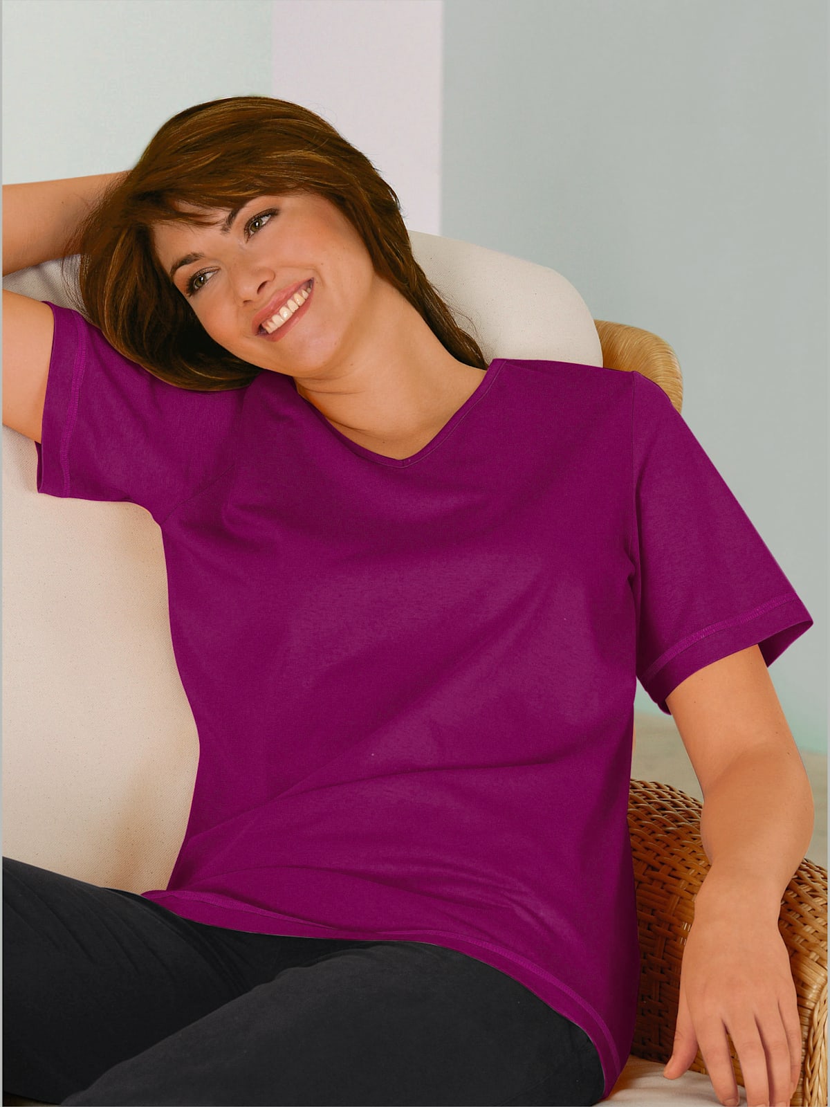 T-shirt confortable liseré manches et ourlet - Helline - Modalova