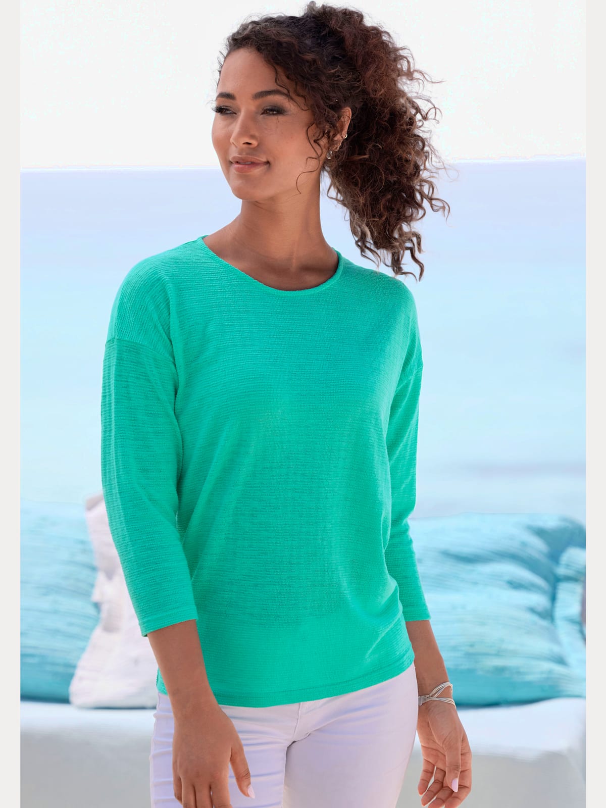 T-shirt manches longues tricot structuré tendance - Vivance - Modalova