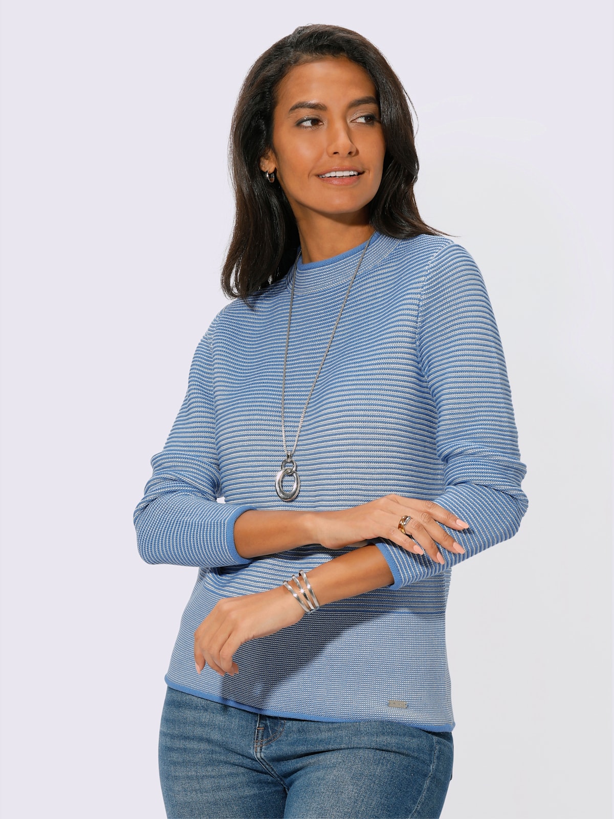 Pull à col montant 50% coton - - Collection L - Modalova
