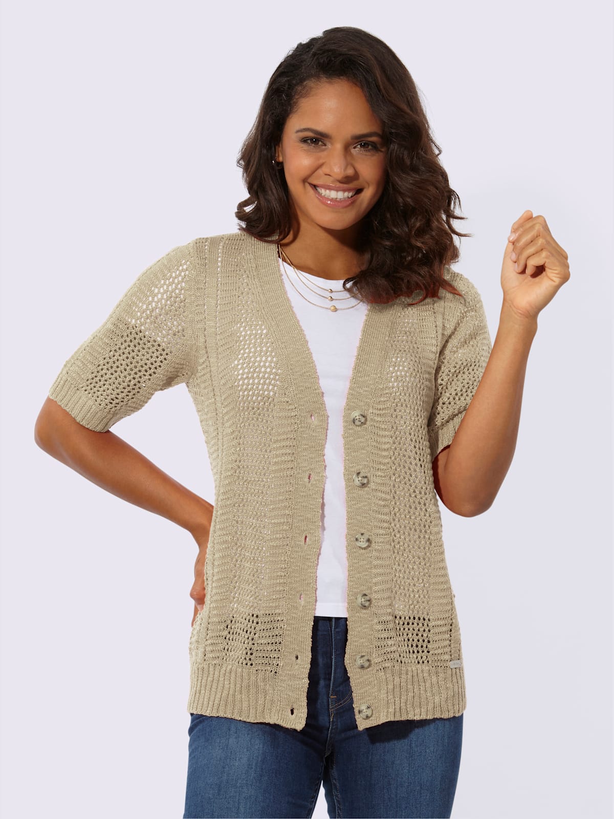 Veste en tricot ajouré bouclé structuré pour l'été - Helline - Modalova