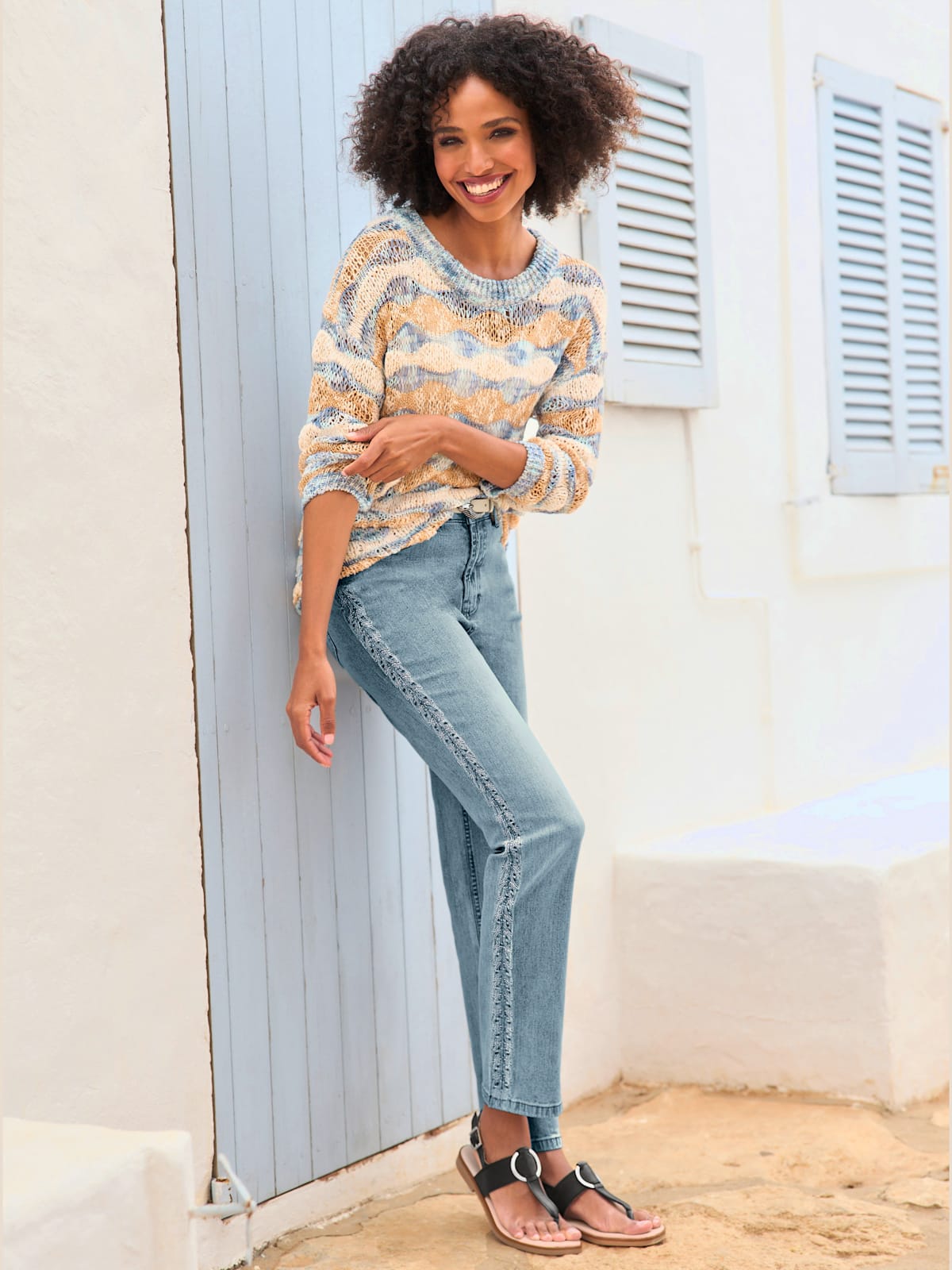 Pull ajouré joli fil fantaisie - - Linea Tesini - Modalova