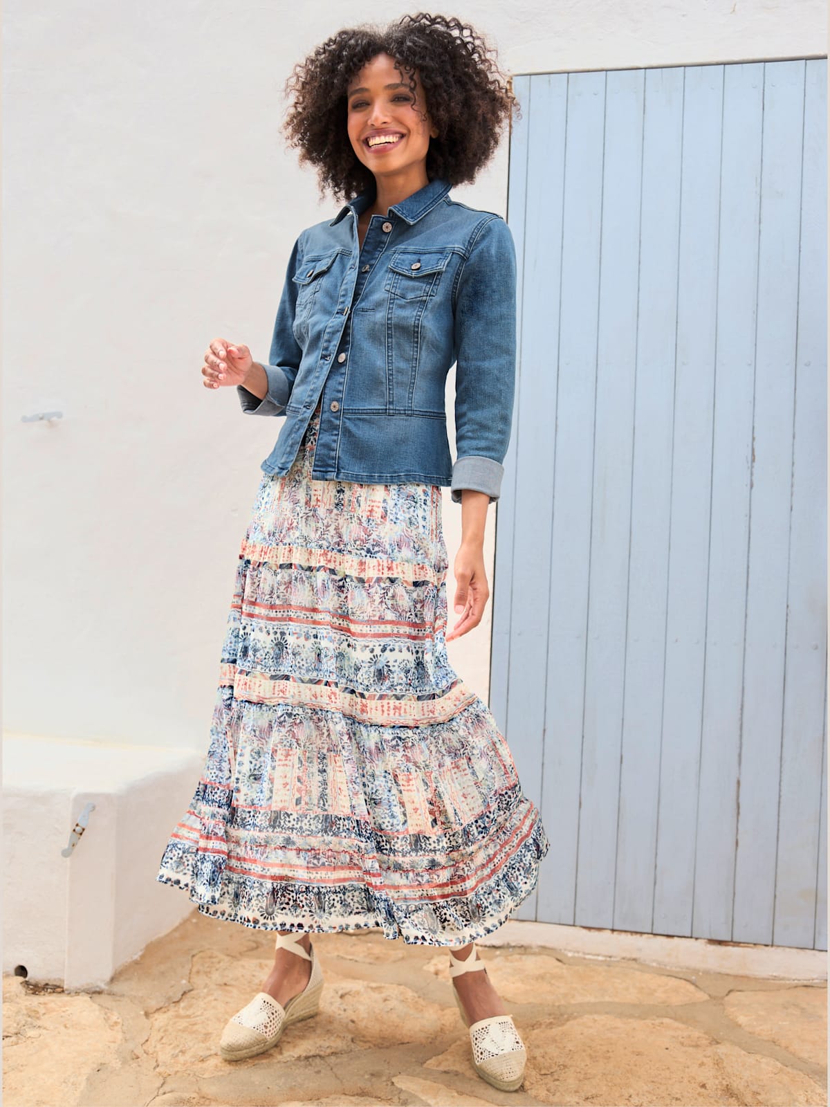 Veste en jean poches poitrine pratiques - Linea Tesini - Modalova