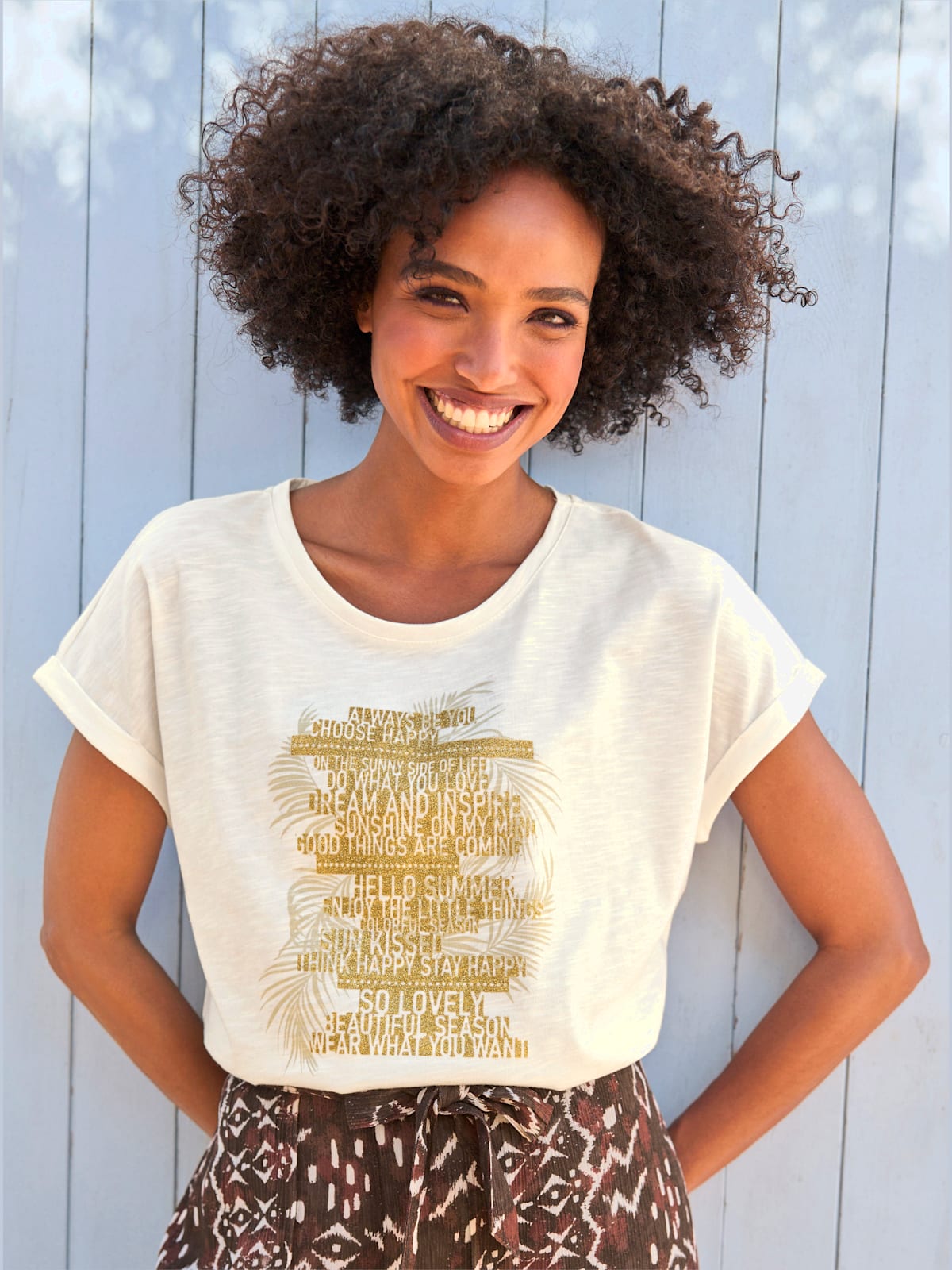 T-shirt à encolure ronde motif imprimé - Linea Tesini - Modalova