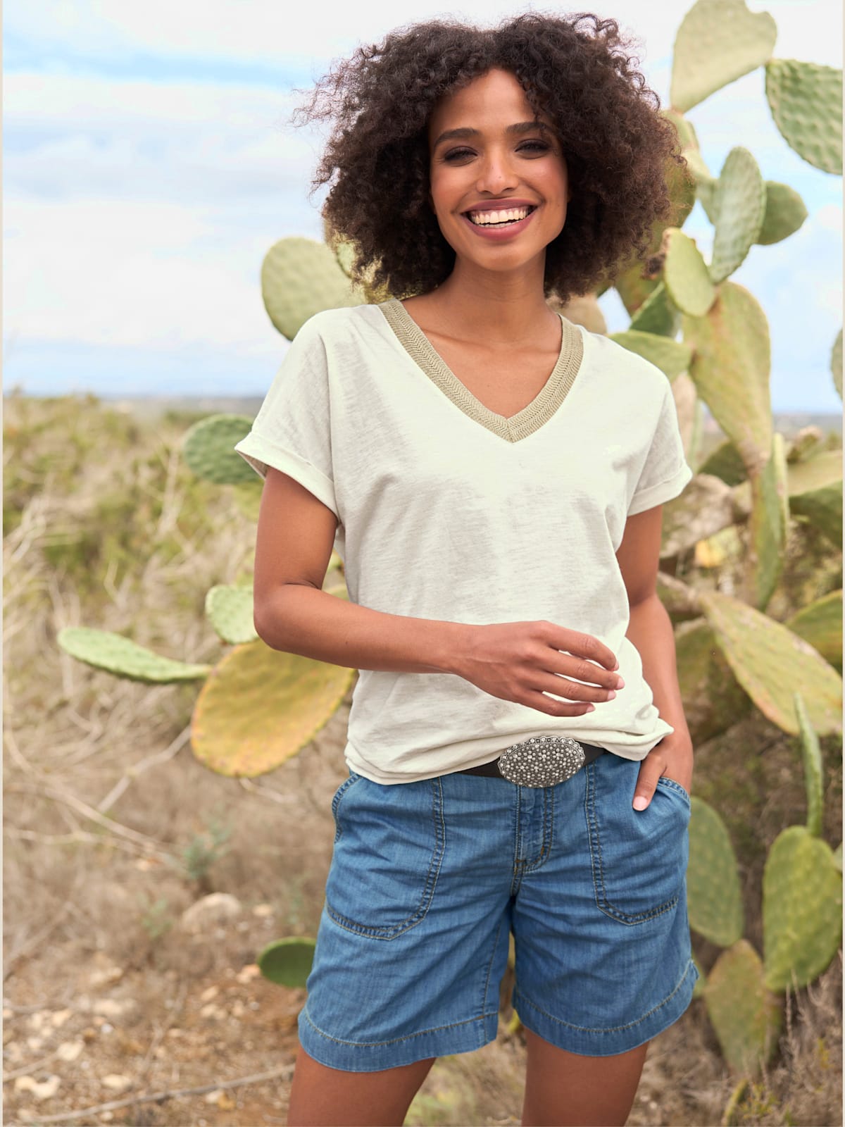 T-shirt à manches courtes ruban à l'encolure - Linea Tesini - Modalova