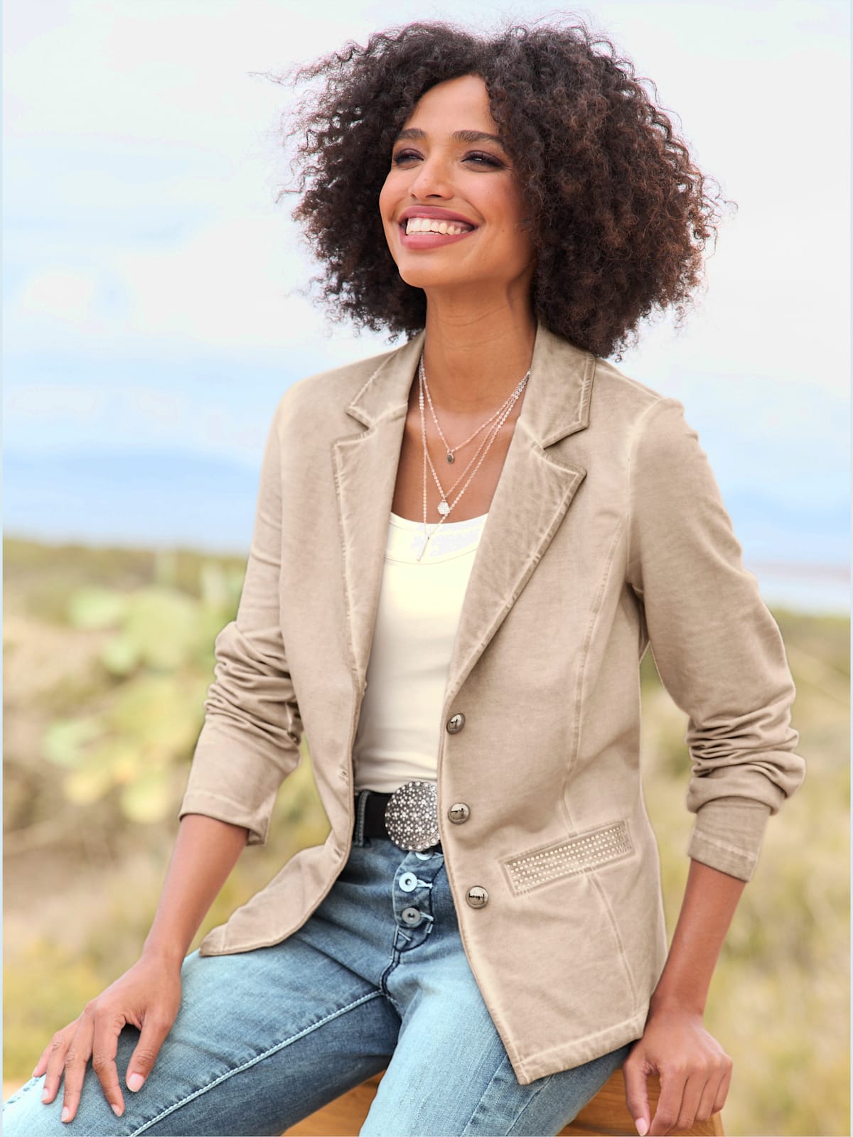 Blazer sweat délavage « oil dyed » tendance - Linea Tesini - Modalova