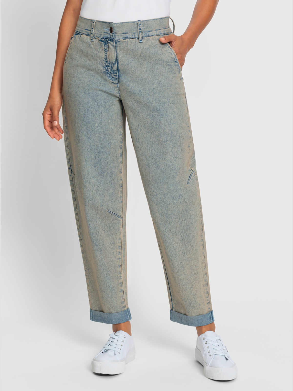Jean avec coton - bleu blanchi - Helline - Modalova