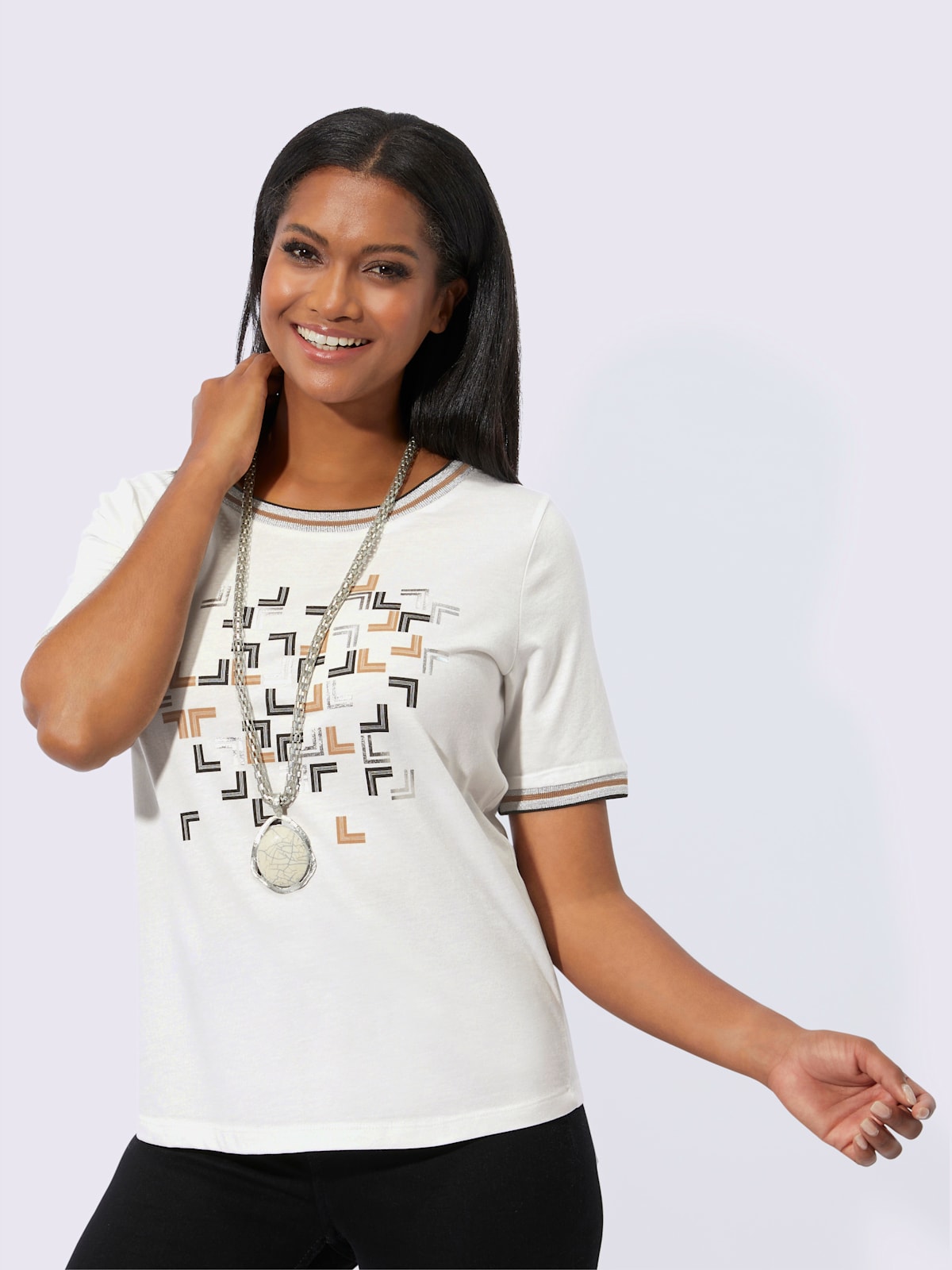 T-shirt à encolure ronde 50% coton et 50% modal - Helline - Modalova
