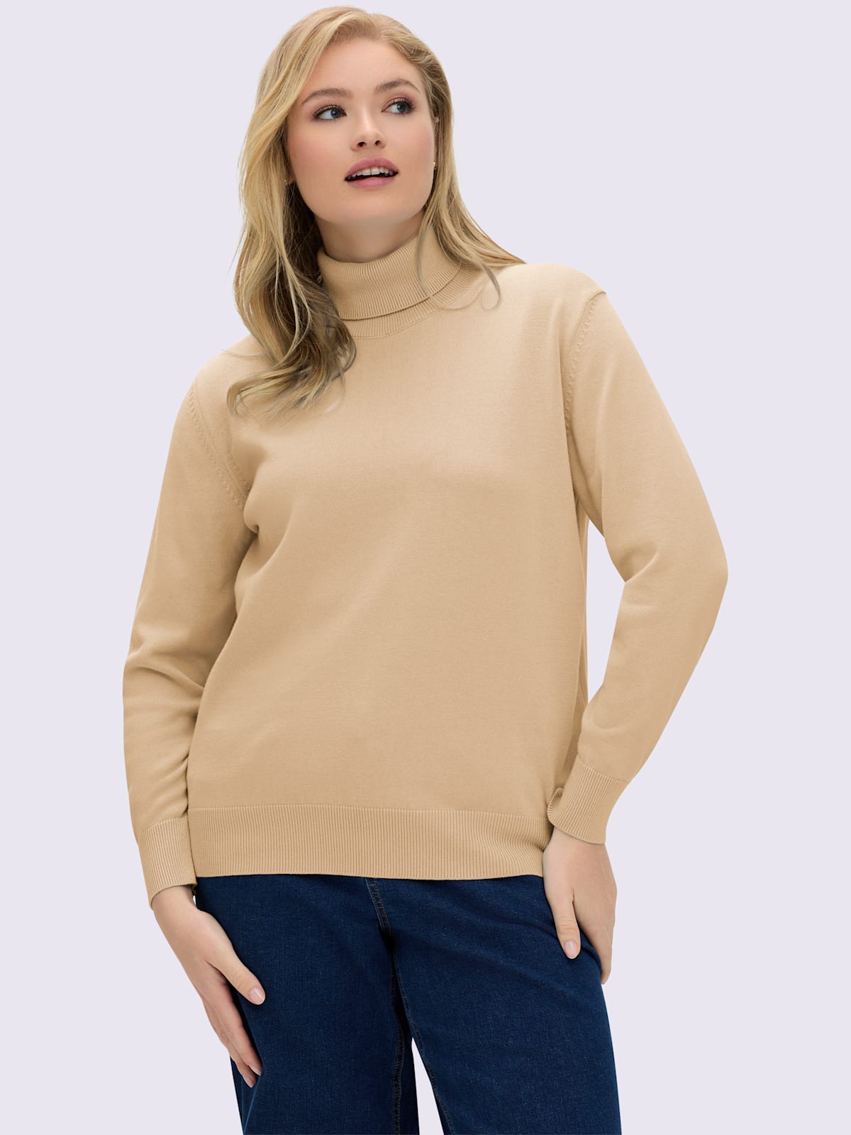 Pull à col roulé pur coton - Collection L - Modalova