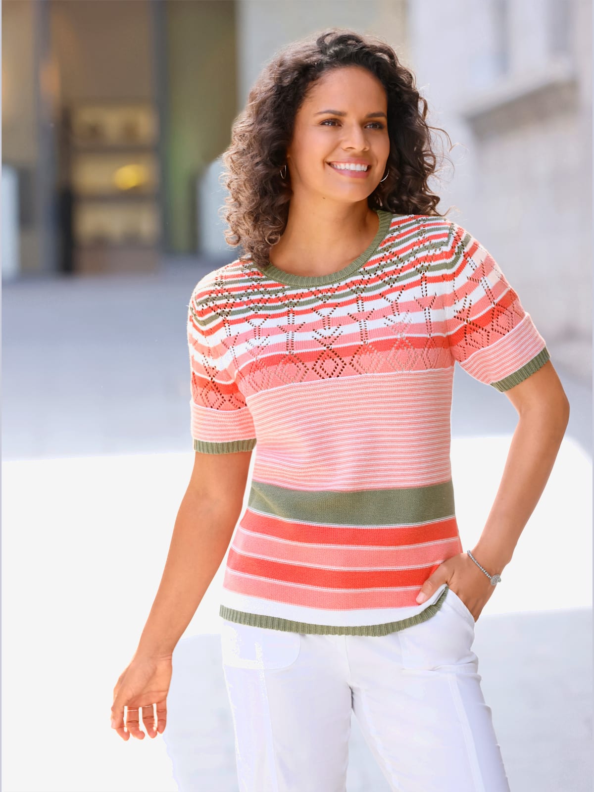 Pull à manches courtes pur coton - - Collection L - Modalova