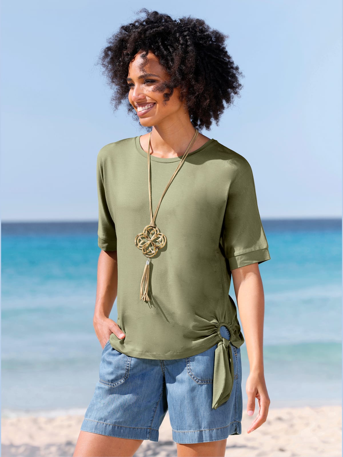 T-shirt à encolure ronde qualité viscose douce - Linea Tesini - Modalova
