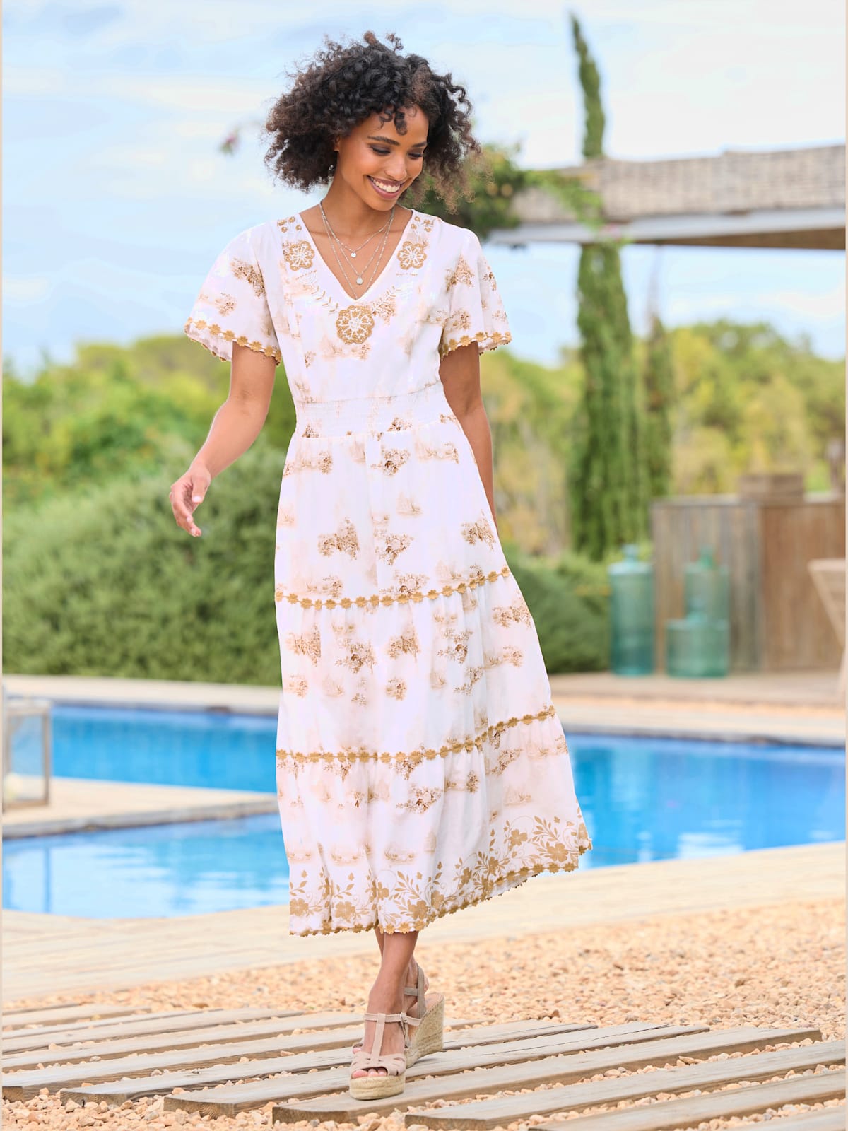 Robe imprimée qualité tissée - - Linea Tesini - Modalova