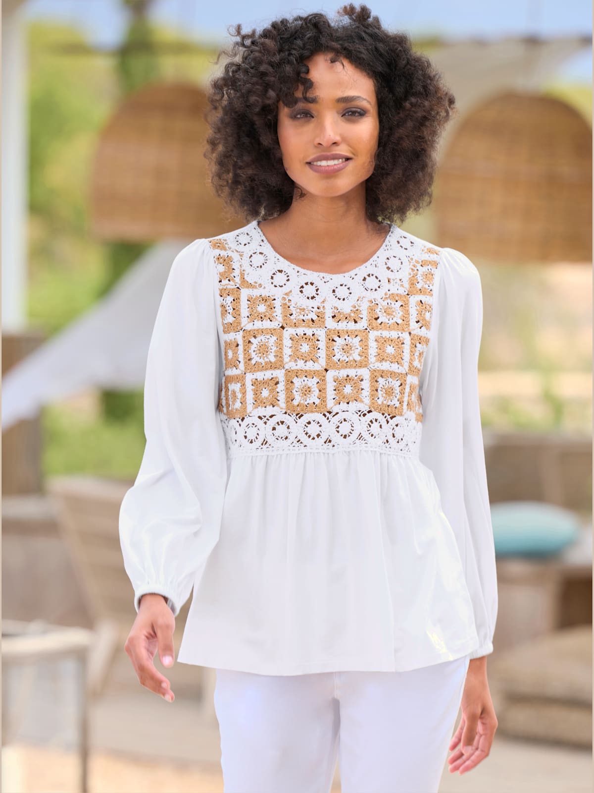 T-shirt à basque débardeur en crochet intégré - - Linea Tesini - Modalova