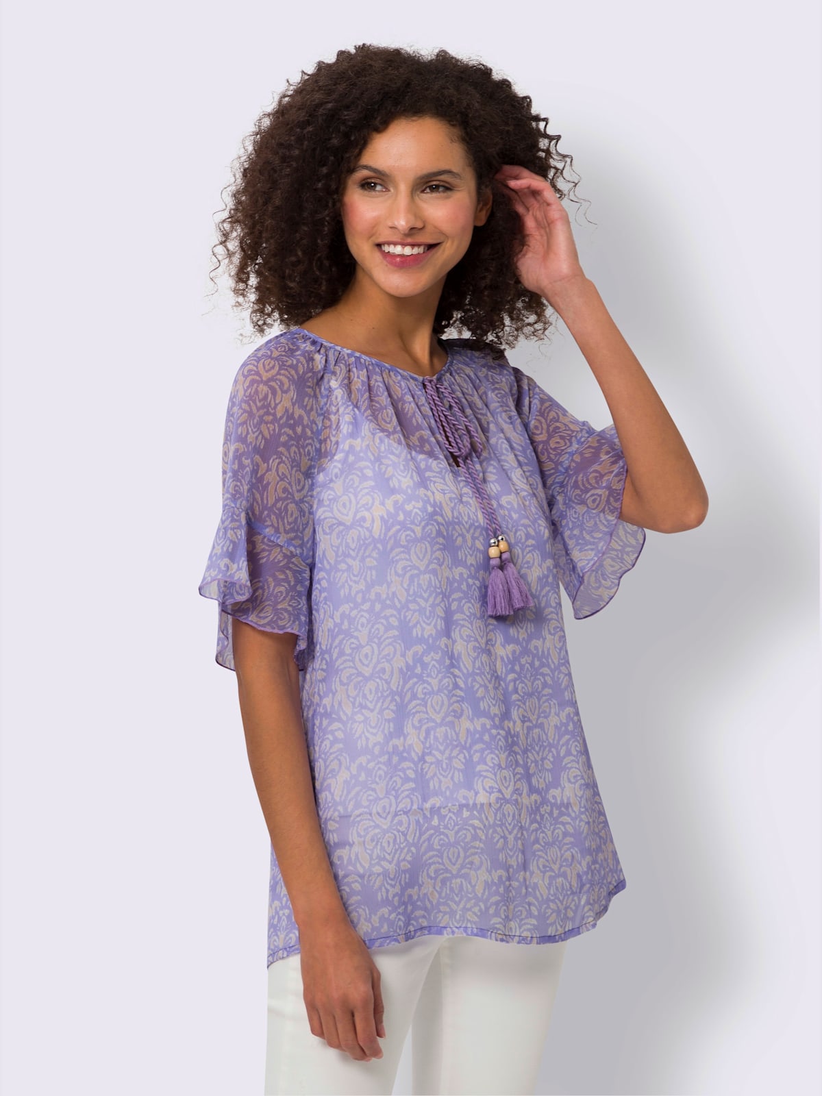 Chemisier en mousseline motif imprimé exclusif - - Linea Tesini - Modalova