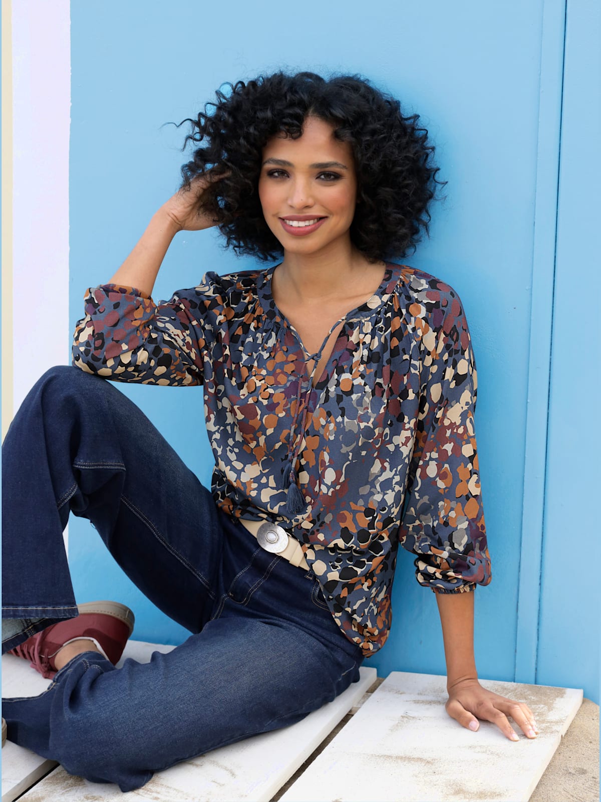 Chemisier joli motif imprimé - - Linea Tesini - Modalova