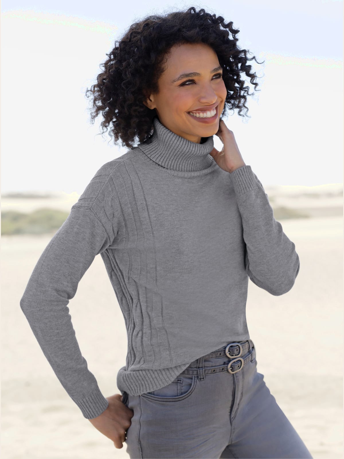 Pull à col roulé mélange de tricots moderne - Linea Tesini - Modalova