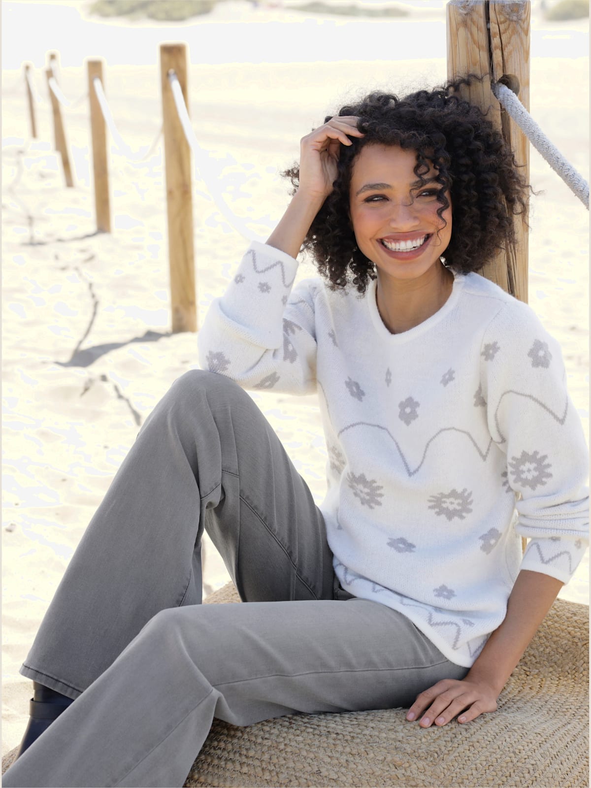 Pull à manches longues superbe motif jacquard - Linea Tesini - Modalova