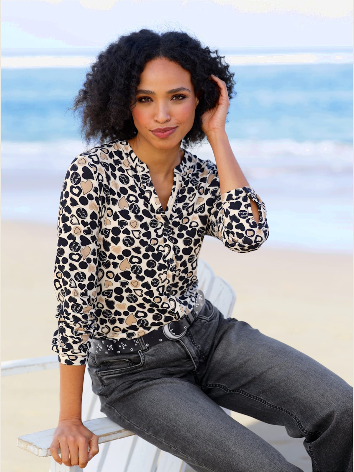 Chemisier en jersey motif cœur tendance - - Linea Tesini - Modalova
