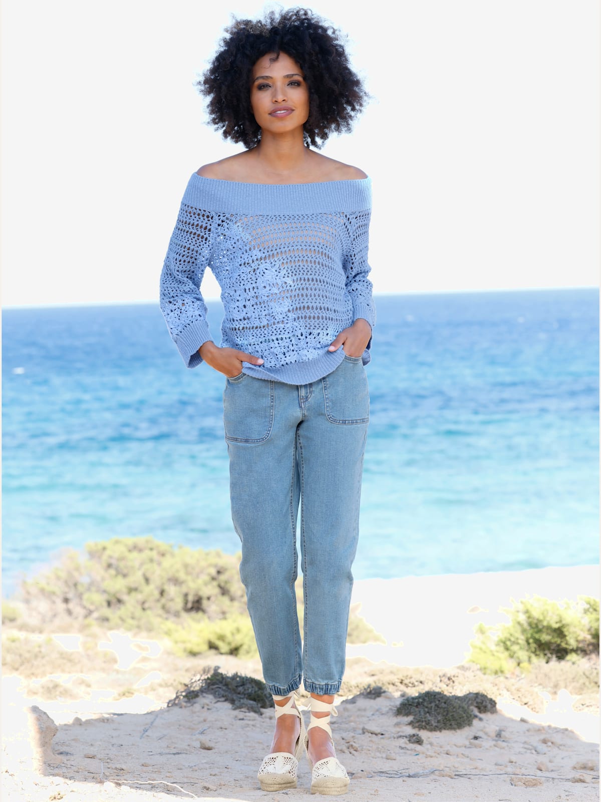 Pull ajouré broderie florale - Linea Tesini - Modalova