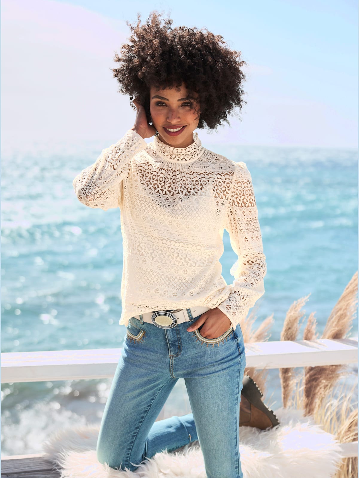 Chemisier en dentelle superbe dentelle - Linea Tesini - Modalova