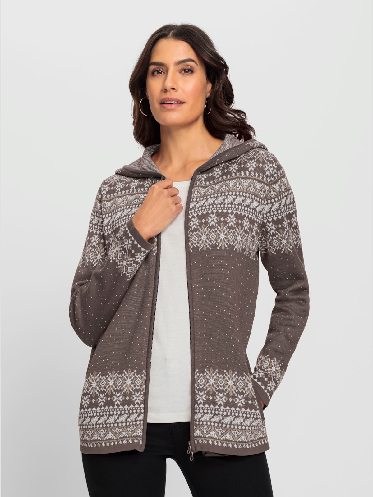 Veste en tricot jacquard 50% coton - - Helline - Modalova