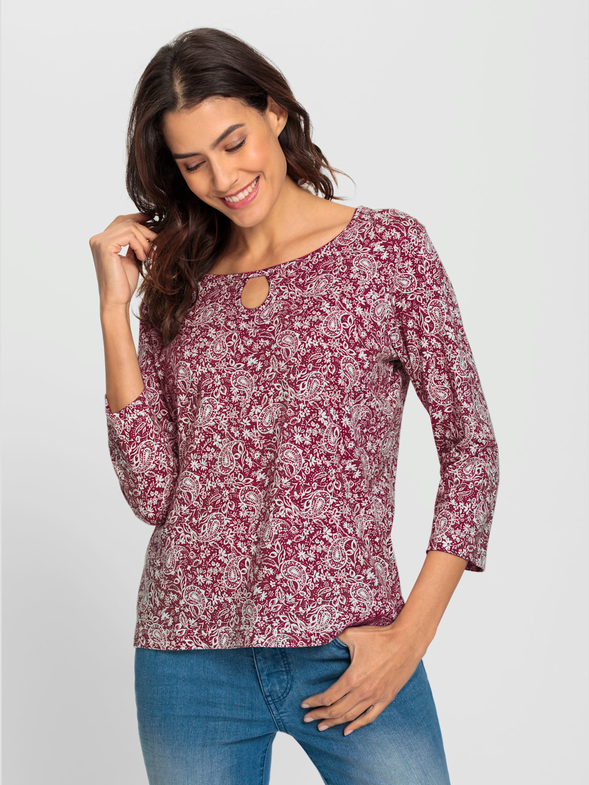 T-shirt imprimé 50% coton et 50% modal - Helline - Modalova