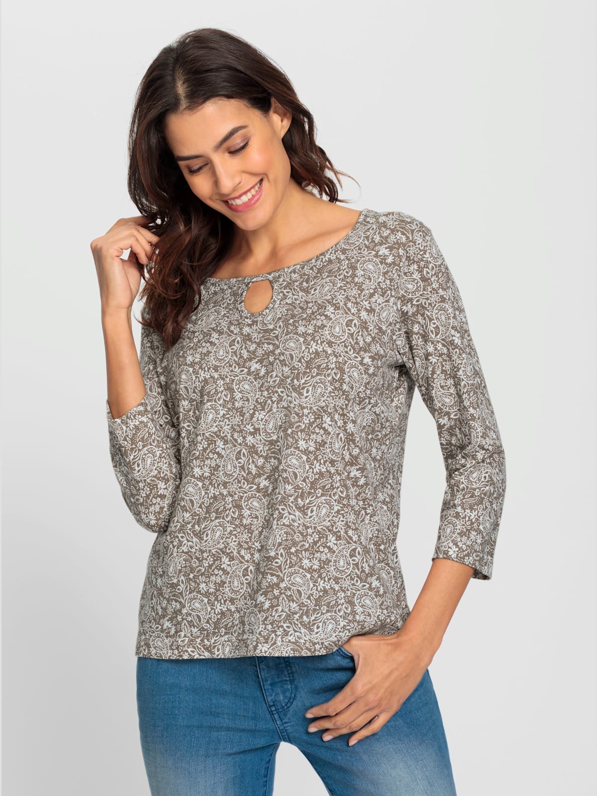T-shirt imprimé 50% coton et 50% modal - Helline - Modalova