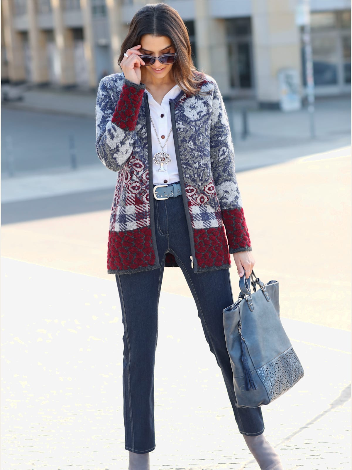 Veste en tricot jacquard joli motif jacquard - Helline - Modalova