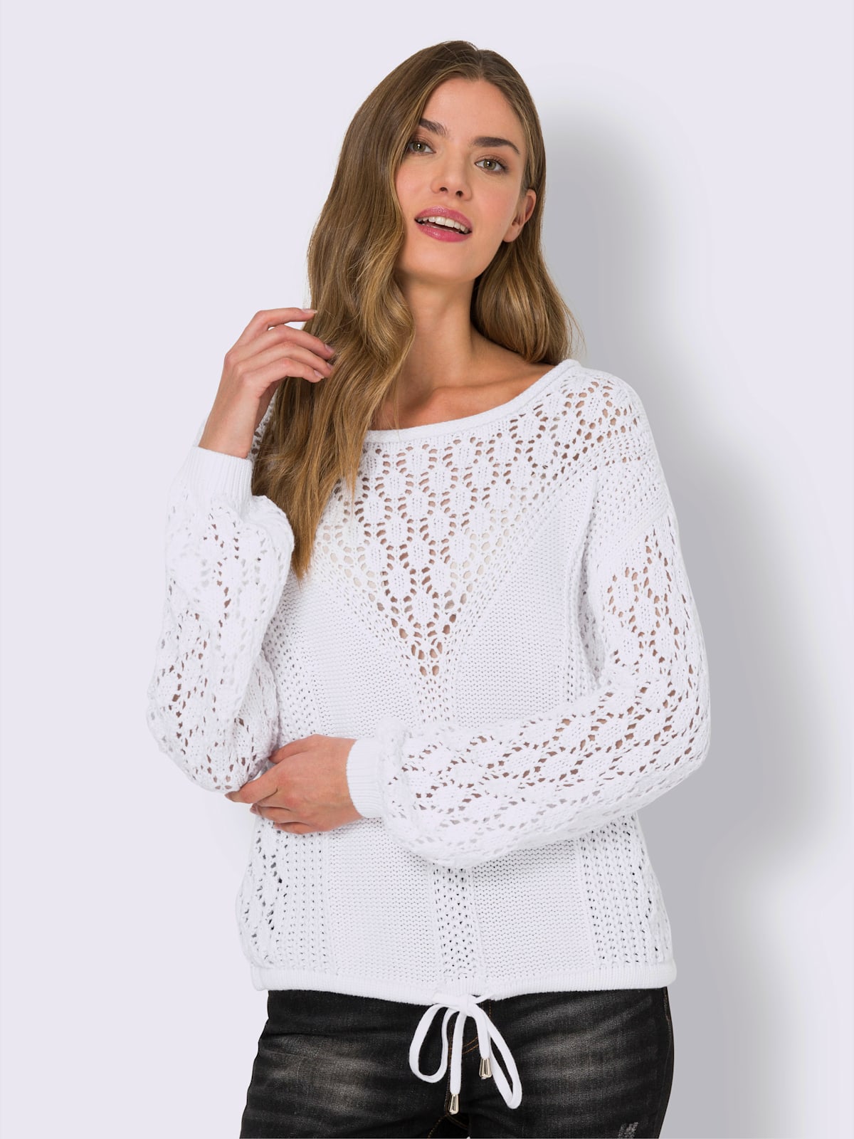 Pull encolure ronde coulisse à l'ourlet - Linea Tesini - Modalova