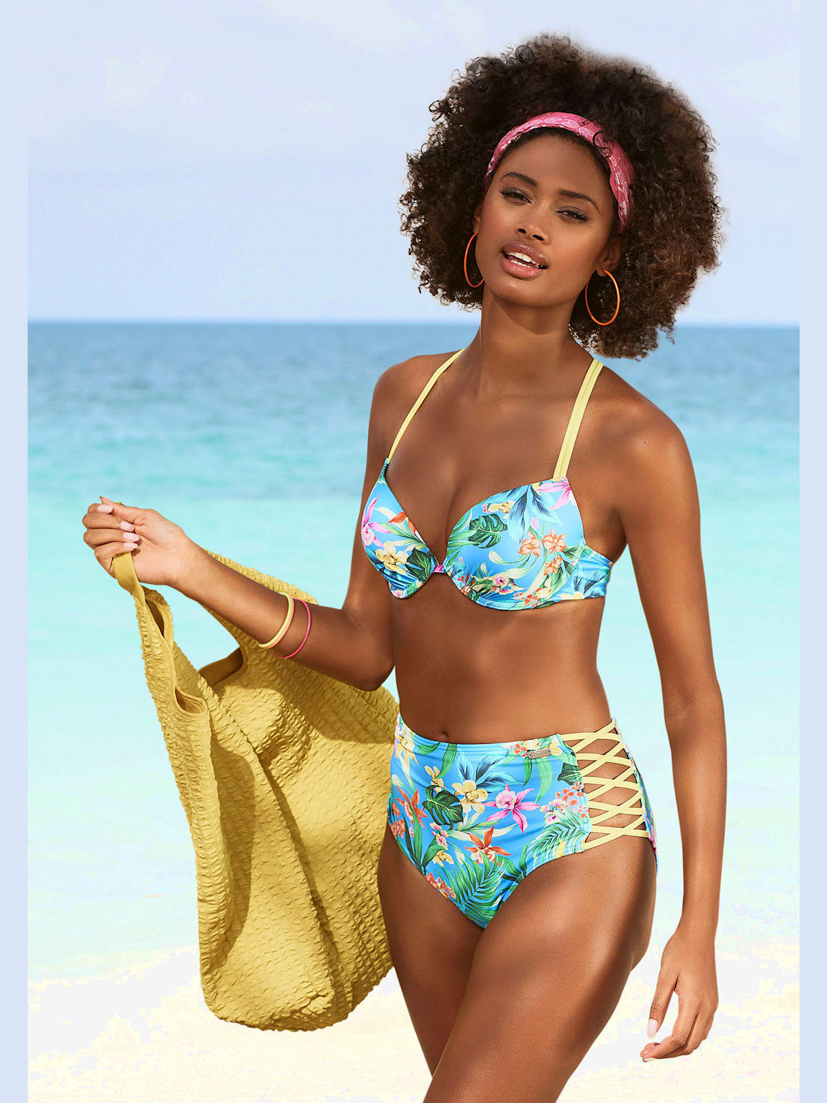 Haut de bikini push-up « imprimé, effet de couleur différent pour chaque pièce » - Venice Beach - Modalova